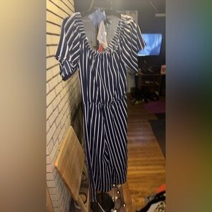 Ambiance Navy and White Striped Kids Romper